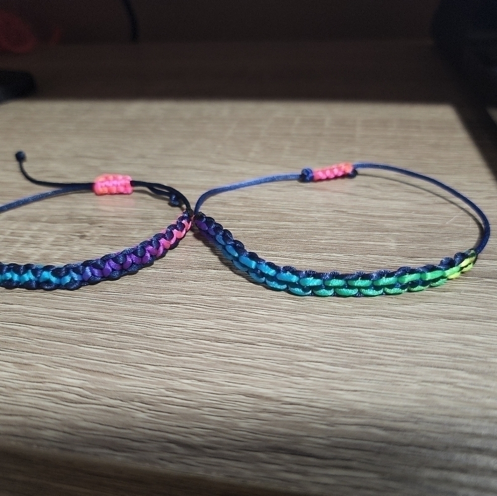 2pcs/Set handmade rainbow braided bracelets adjustable
